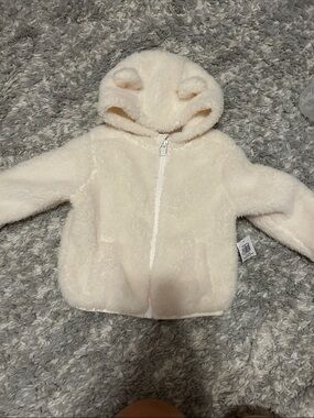 Old Navy Cream Teddy Bear Hooded Puffer Jacket